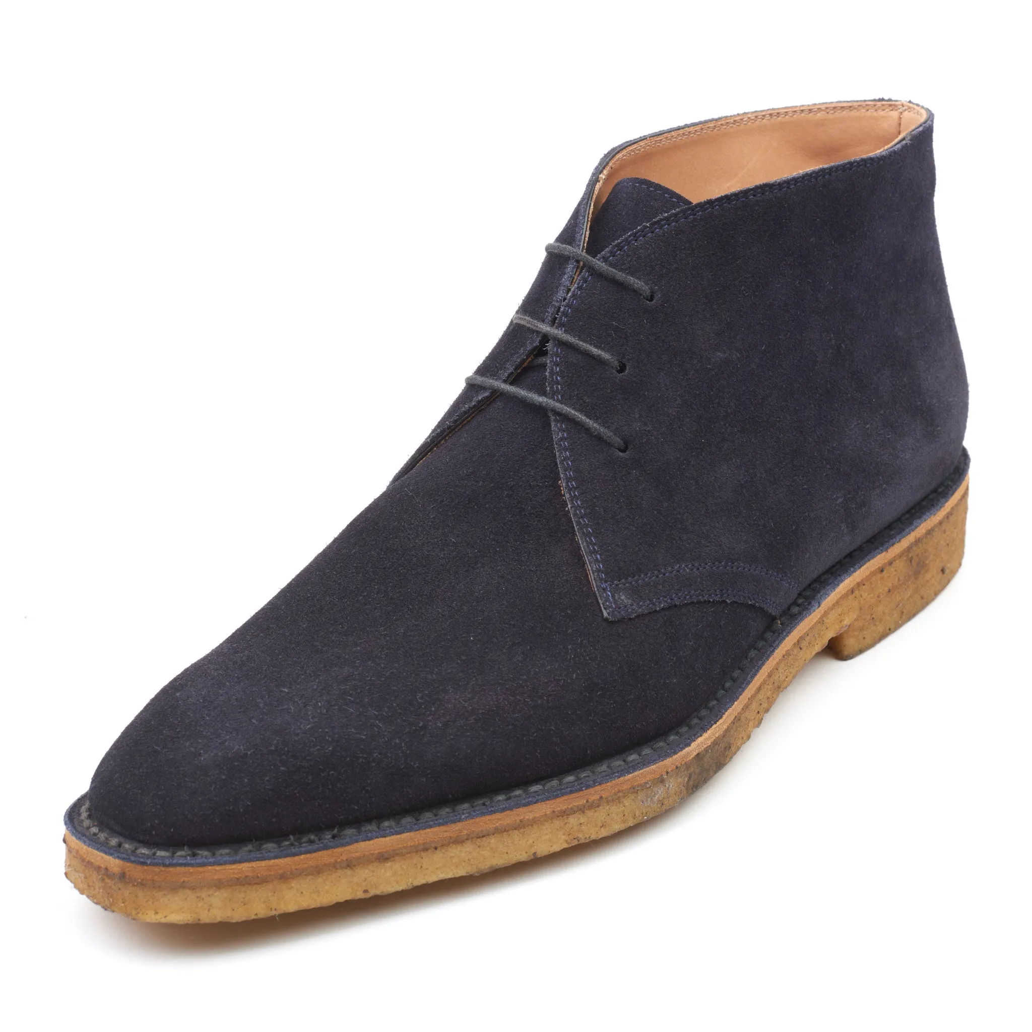 KITON Blue Suede Leather 3 Eyelet Ankle Chukka Boots Shoes NEW with Box