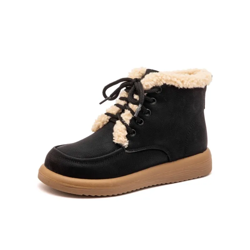 Lace-up Plush Snow Boots Winter Warm Fleece