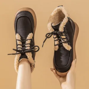 Lace-up Plush Snow Boots Winter Warm Fleece