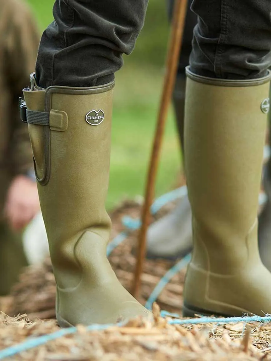 LE CHAMEAU Vierzonord XL Wide Calf Boots - Mens Neoprene Lined - Iconic Green