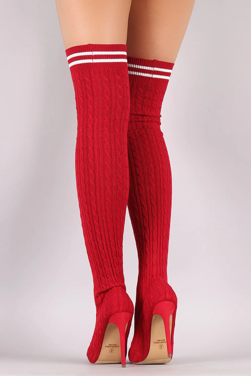 Liliana Stretched Sweater Knit Stiletto Over-The-Knee Sock Boots