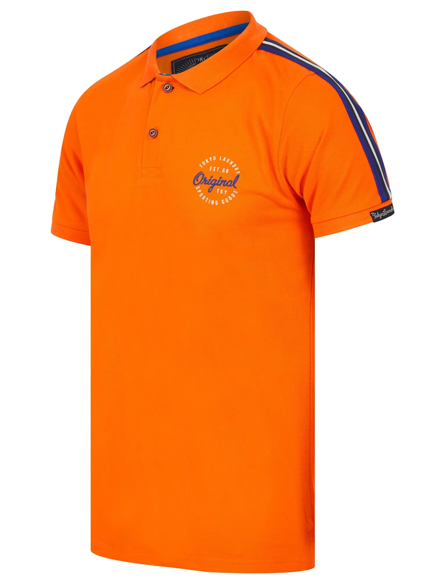 Linton Cotton Pique Polo Shirt in Golden Poppy Orange - Tokyo Laundry