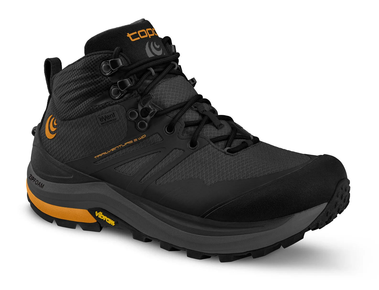 Men's Topo Athletic Trailventure 2 WP Waterproof Hiking Boot in Charcoal Orange