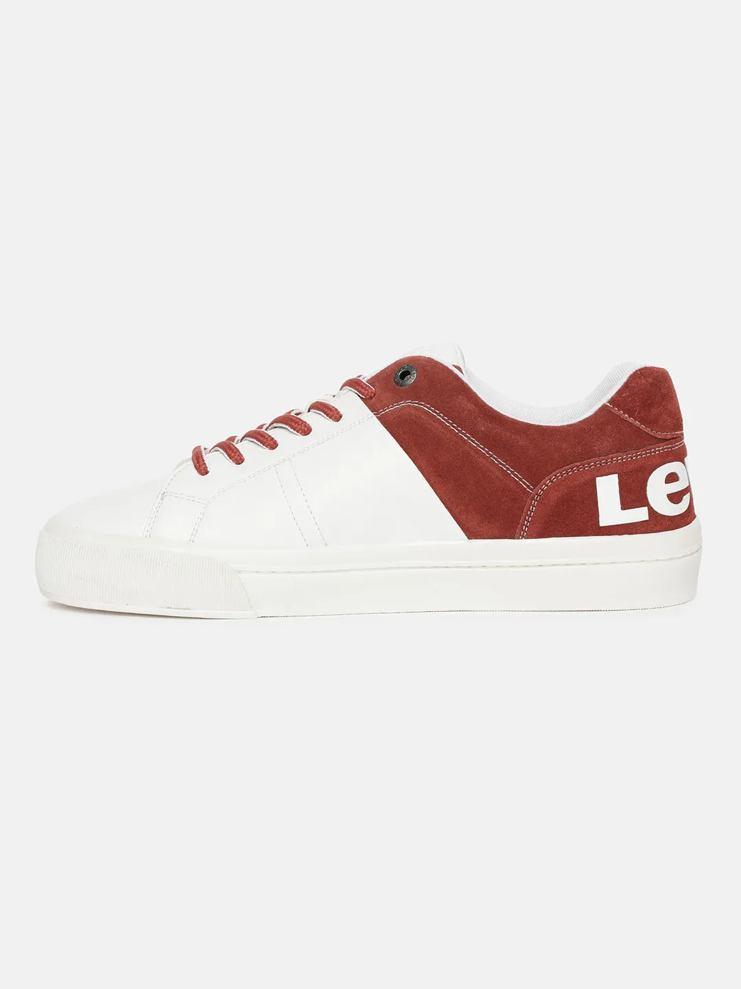 Men's White And Red Colorblock Shoes