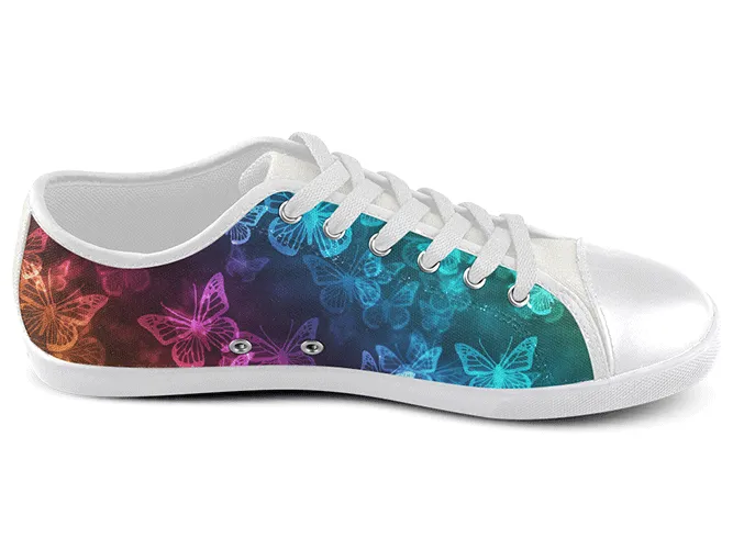 Neon Glow Butterfly Low Top Shoes