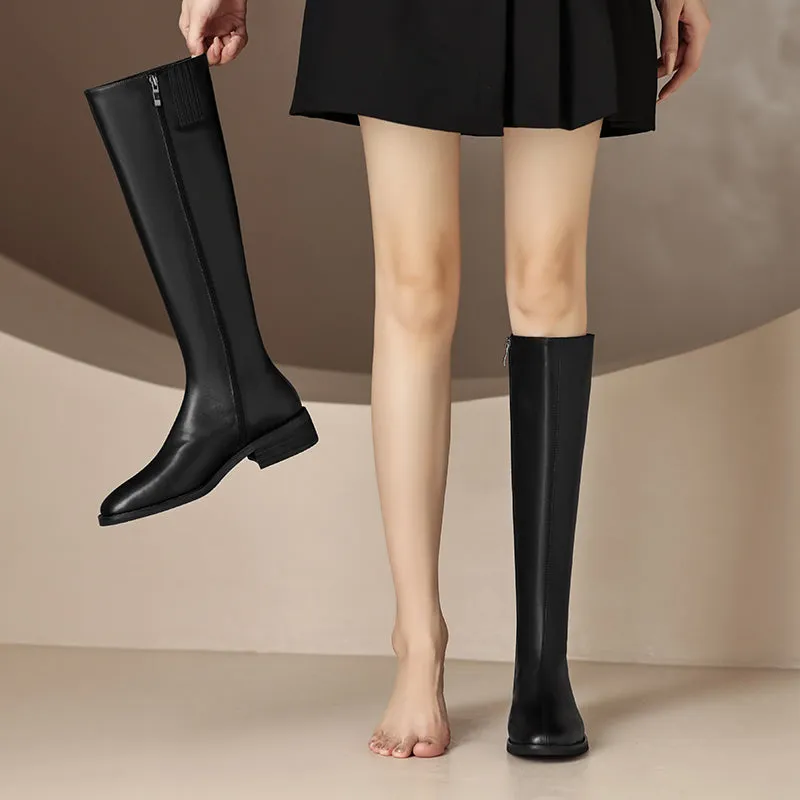 Novah Knee High Black Square Toe Boots