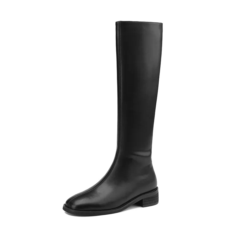 Novah Knee High Black Square Toe Boots