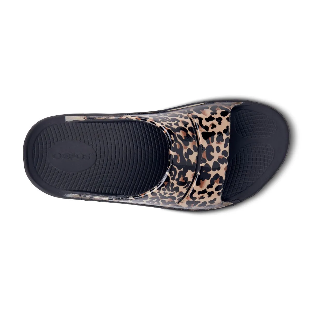 'OOFOS' Women's OOahh Slide Limited Edition - Black / Leopard