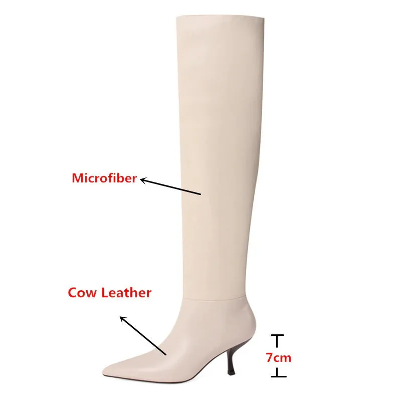 Over The Knee Pointed Toe High Heels Vegan Leather Boots