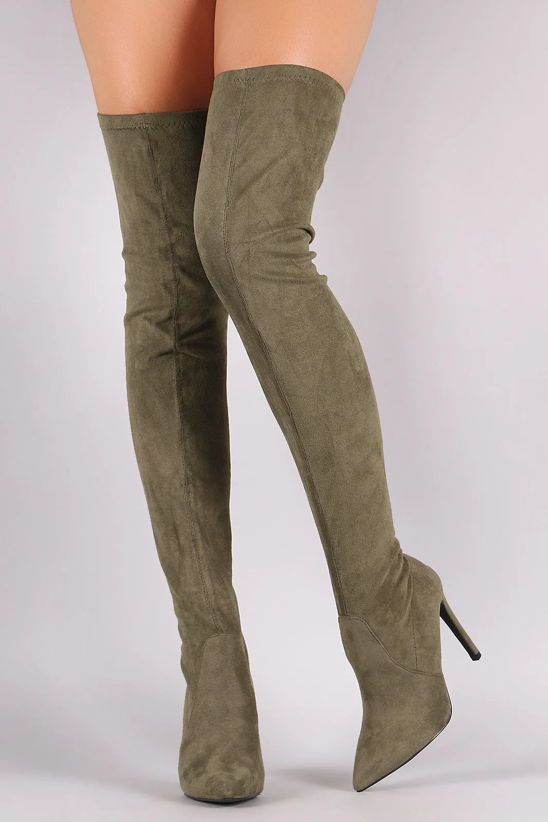 Pointy Toe Stiletto Suede Over-The-Knee Boots