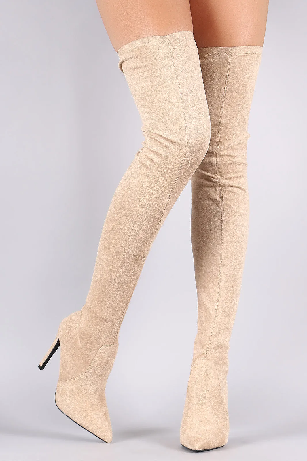 Pointy Toe Stiletto Suede Over-The-Knee Boots