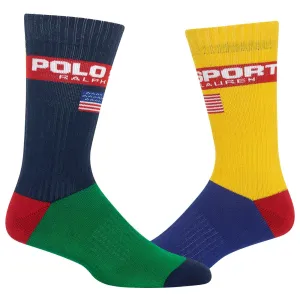 Polo Ralph Lauren Men's Single Mismatched Multi Color Split Athletic Crew Sock