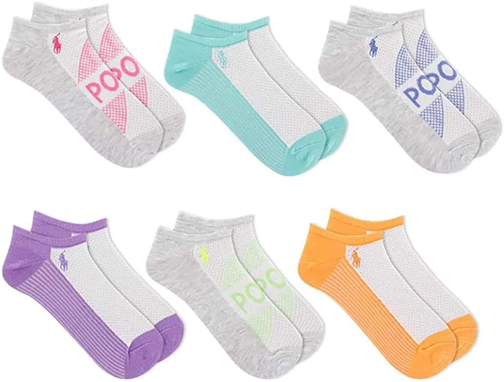 Polo Ralph Lauren Women's 6-Pack Contrast Mesh Low Cut Socks