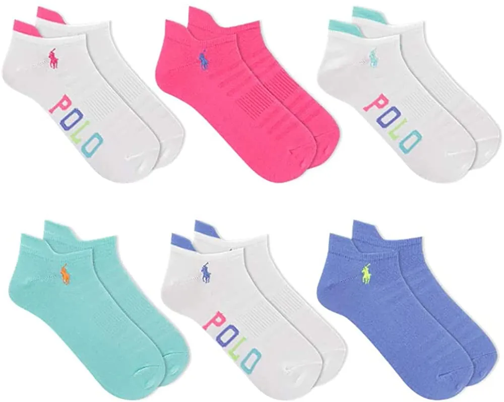 Polo Ralph Lauren Women's 6-Pack Contrast Mesh Low Cut Socks