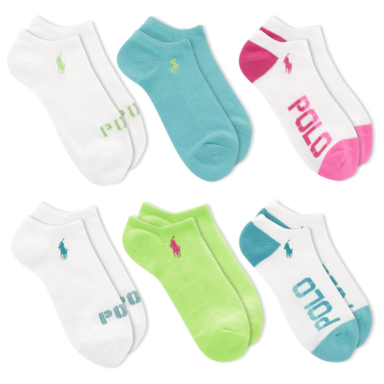 Polo Ralph Lauren Women's 6-Pack Outline Polo Low Cut Socks