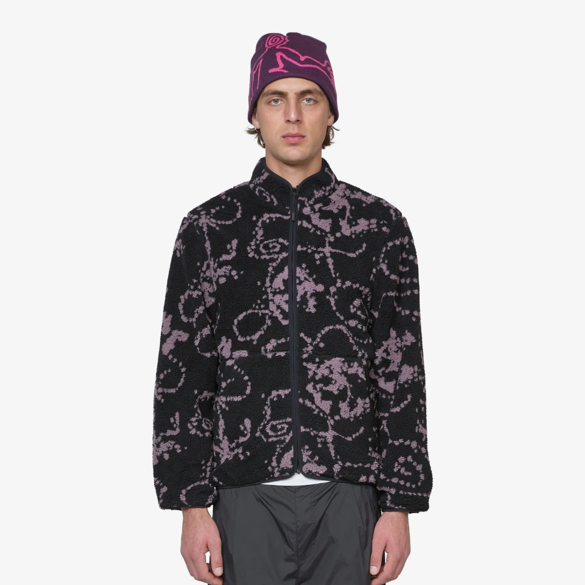 Print Fleece Jacket Purple Mix