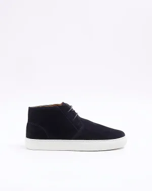 River Island Sylvan Navy Suede Lace Up Chukka Mens Boots