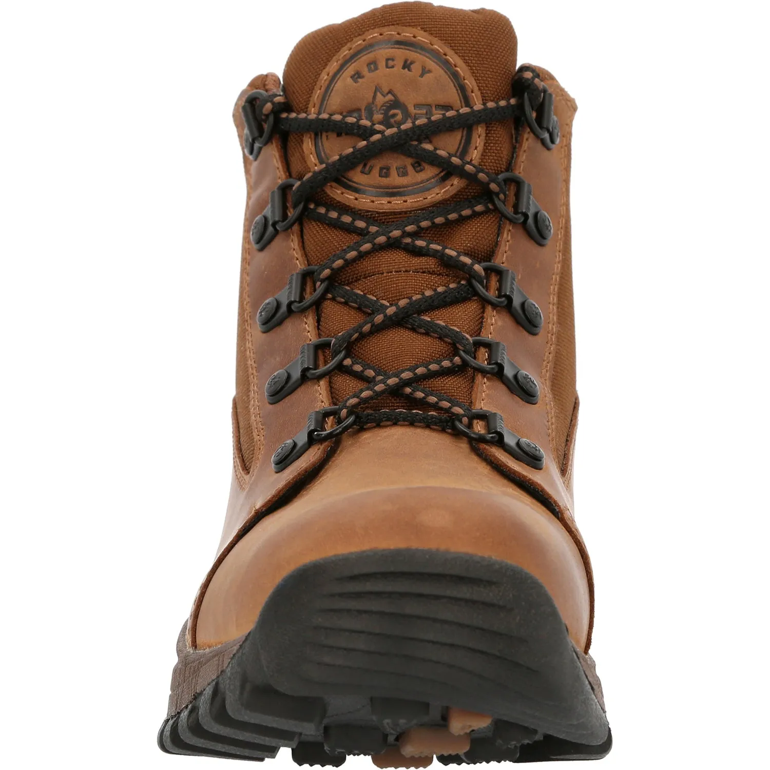 Rocky Kids Unisex Spike Waterproof Outdoor Bark Brown Leather Hiking Boots