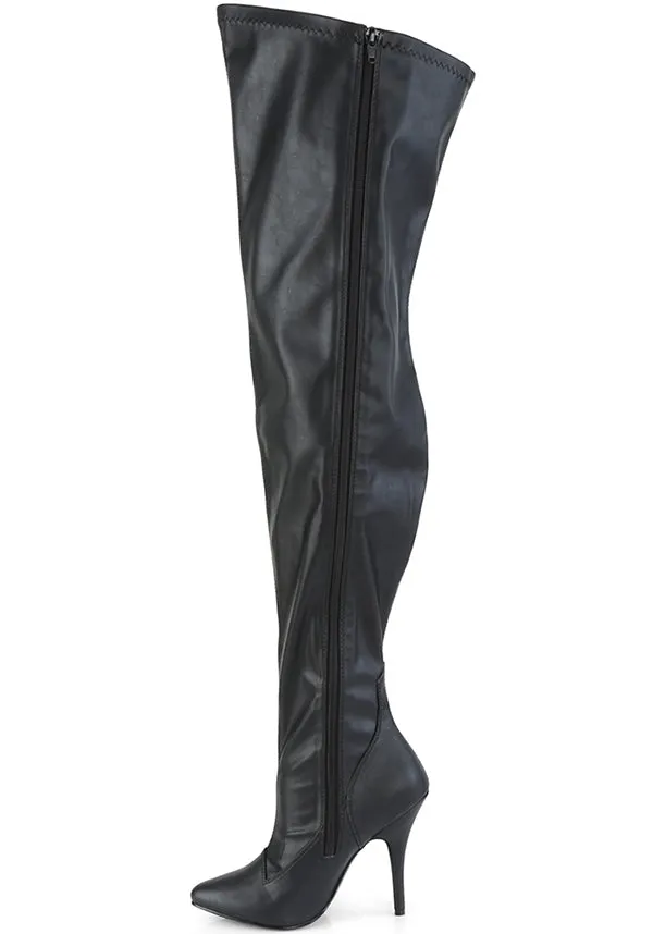 SEDUCE-3000WC [Black Faux] | WIDE CALF BOOTS [IN STOCK]**