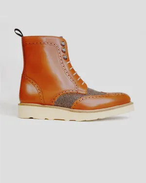 SG Rogue Sport Wingtip Boots V2 – Cognac   Tweed