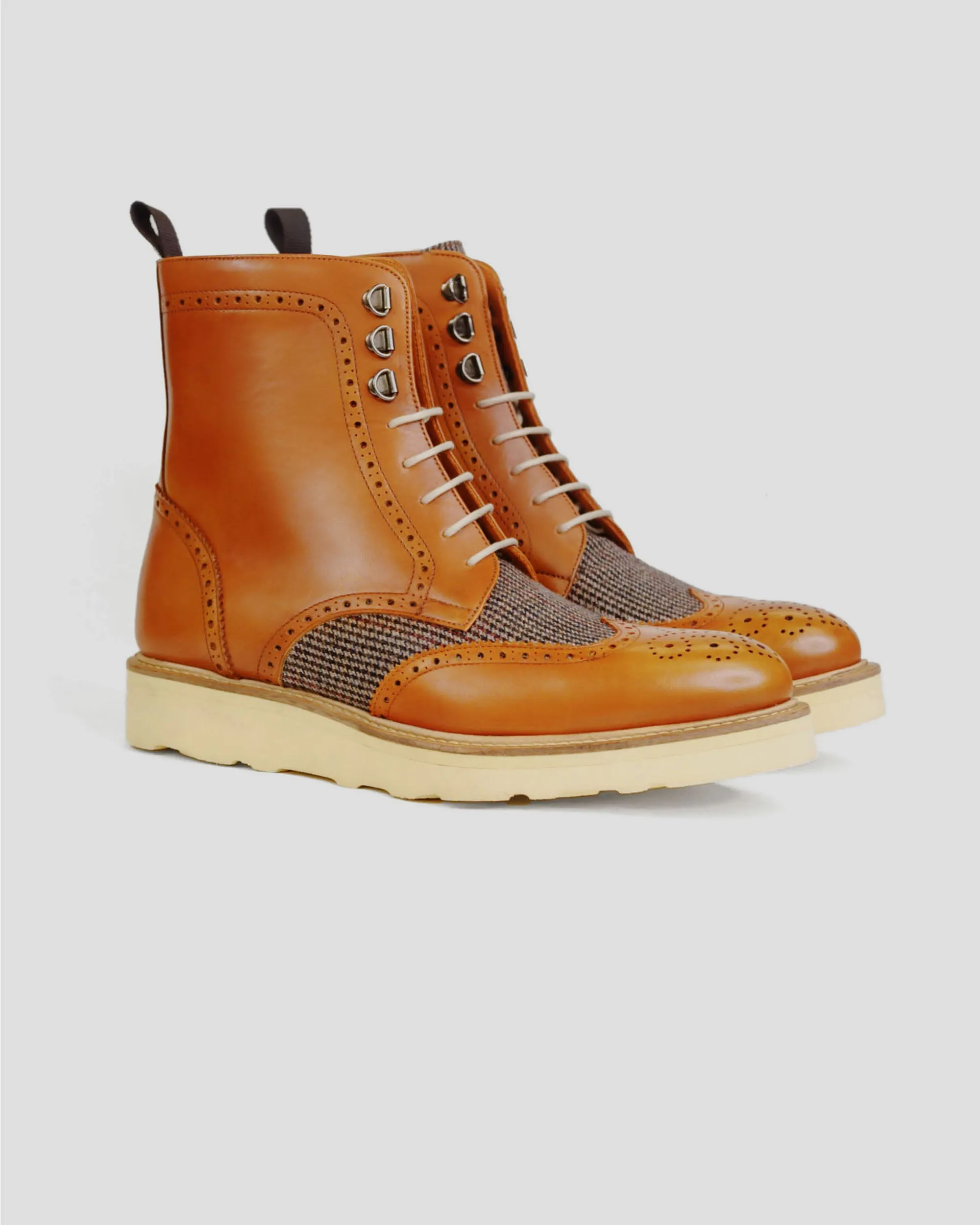 SG Rogue Sport Wingtip Boots V2 – Cognac   Tweed