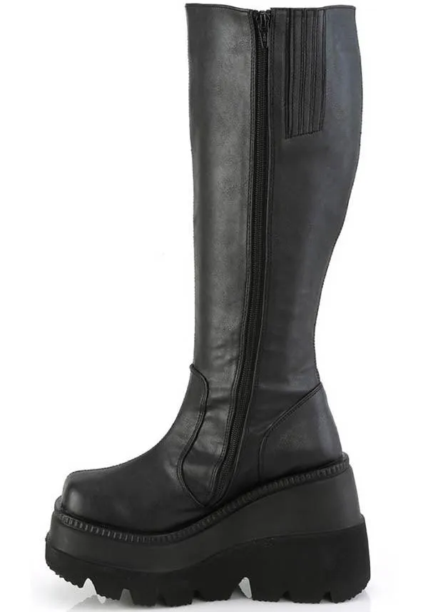 SHAKER-100WC [Black] | WIDE CALF PLATFORM BOOTS [PREORDER]