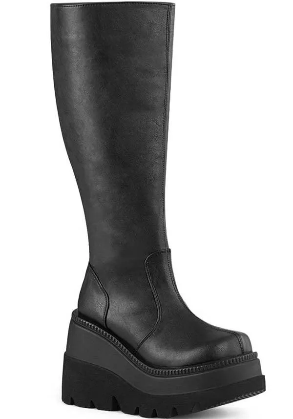 SHAKER-100WC [Black] | WIDE CALF PLATFORM BOOTS [PREORDER]