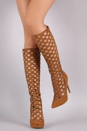 Shoe Republic LA Cutout Pointy Toe Stiletto Boots