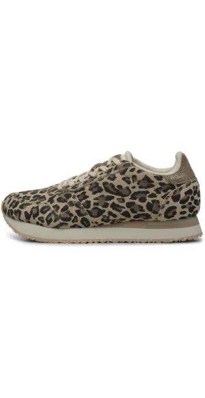 Sneakers med fiskelæder detaljer leopard