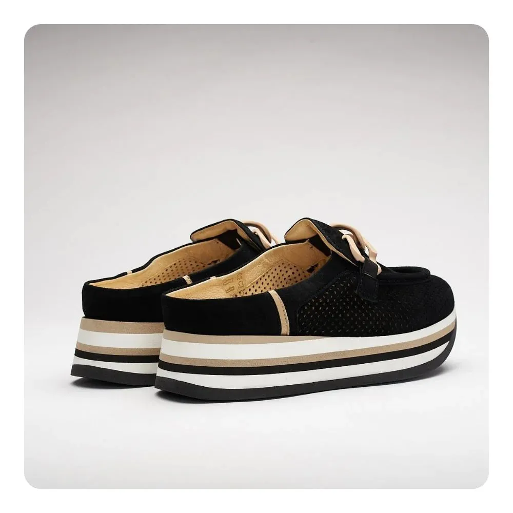 SOFTWAVES CARLISA BACKLESS SNEAKER BLACK/CAMEL