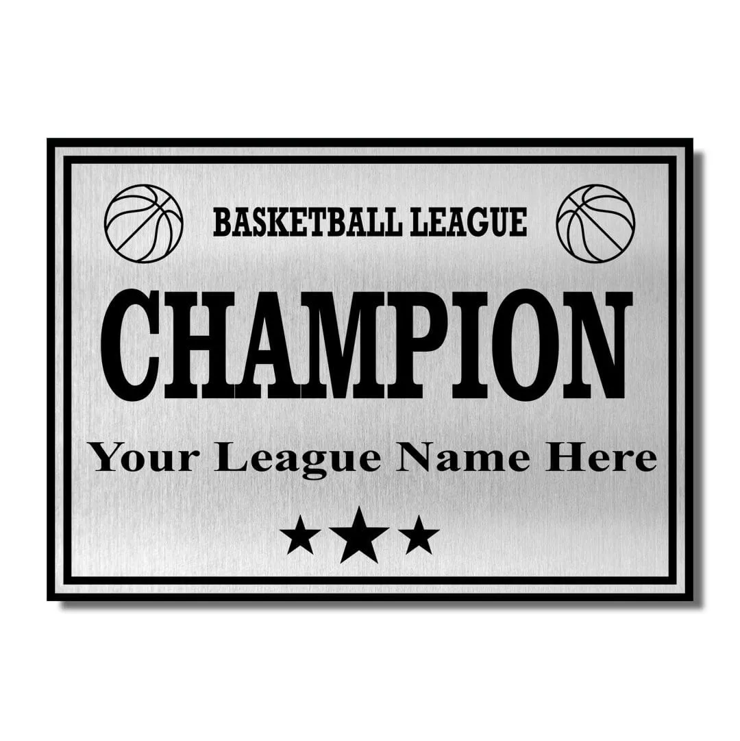 Square Base Basketball / Fantasy Basketball League Plate - Silver