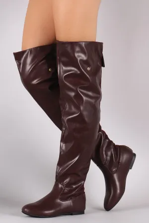 Statement Back Zipper Leather Slouchy OTK Boots