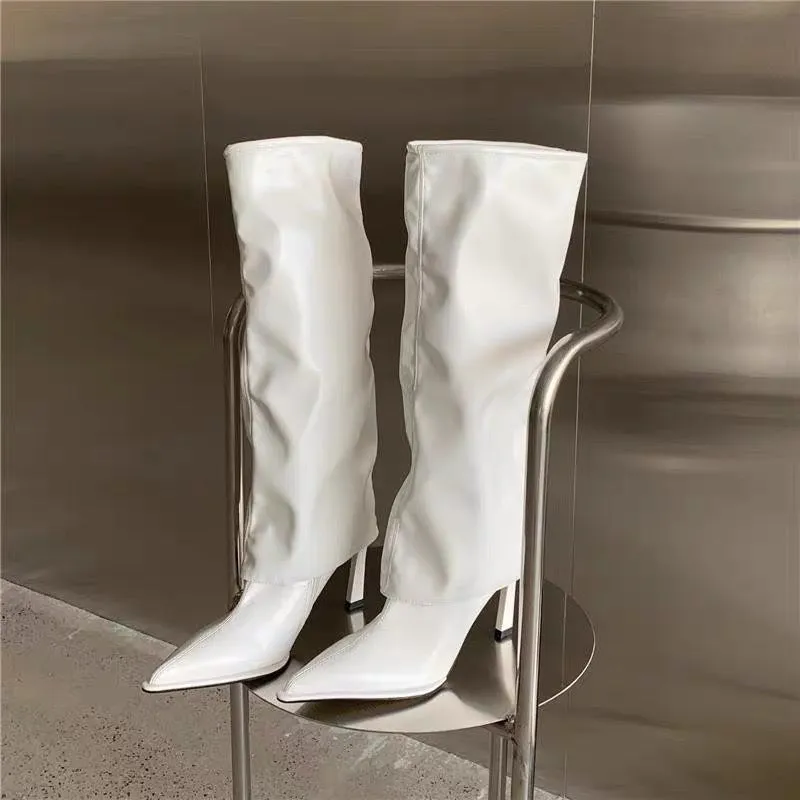 Stiletto Heel Pointed Toe Knee High Pants Boots