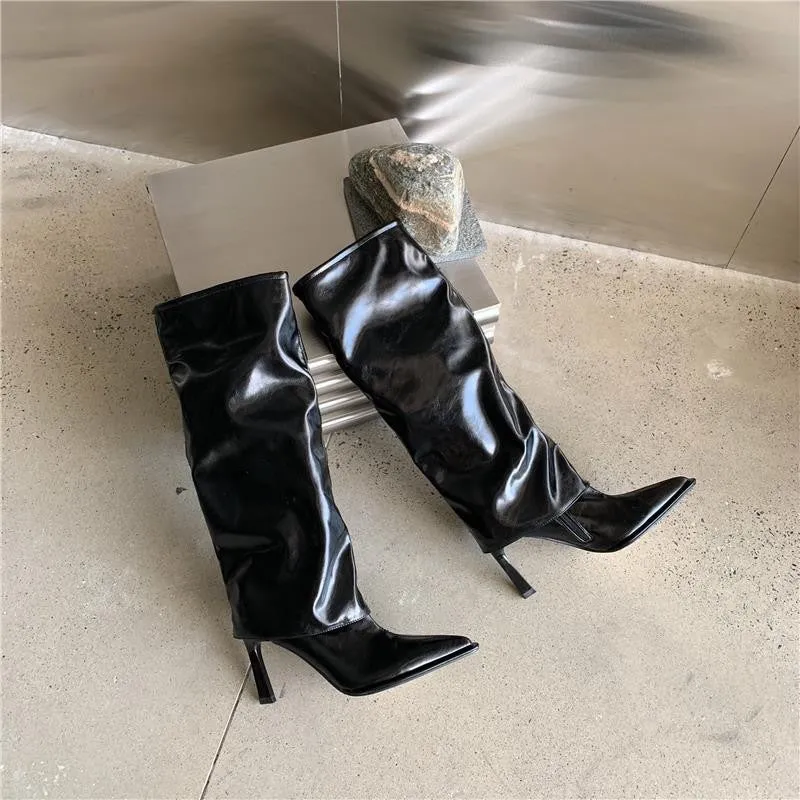 Stiletto Heel Pointed Toe Knee High Pants Boots