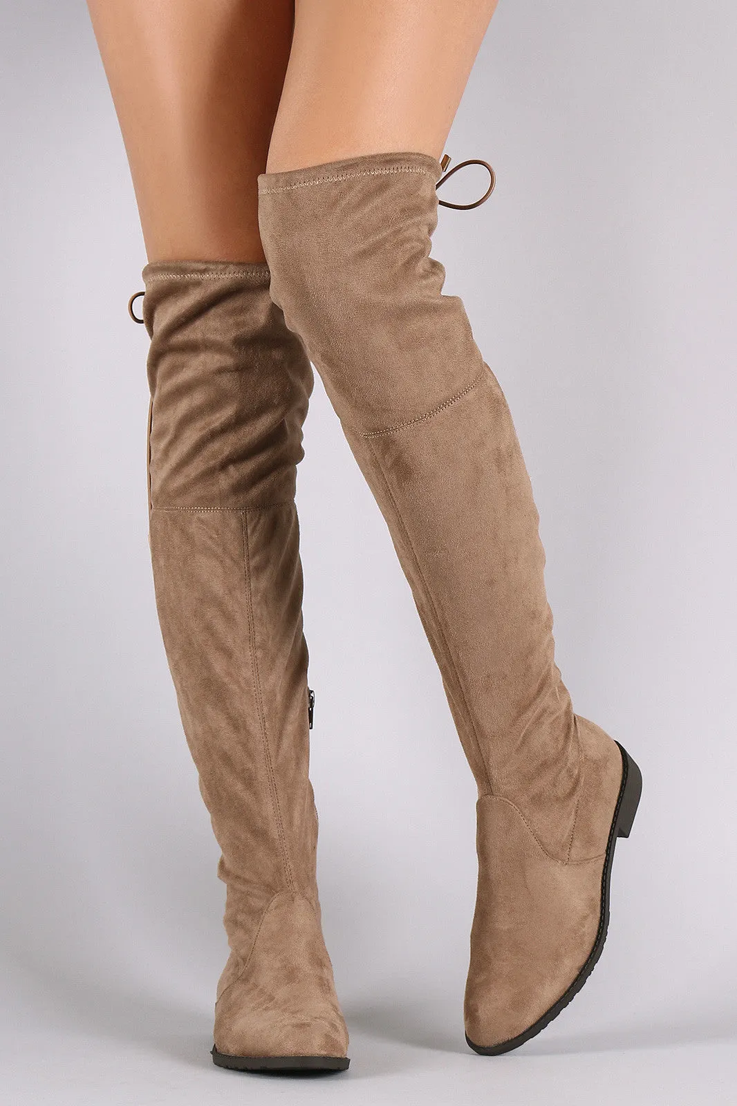 Suede Drawstring Over-The-Knee Riding Boots