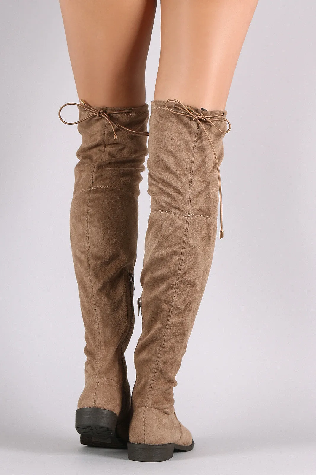 Suede Drawstring Over-The-Knee Riding Boots