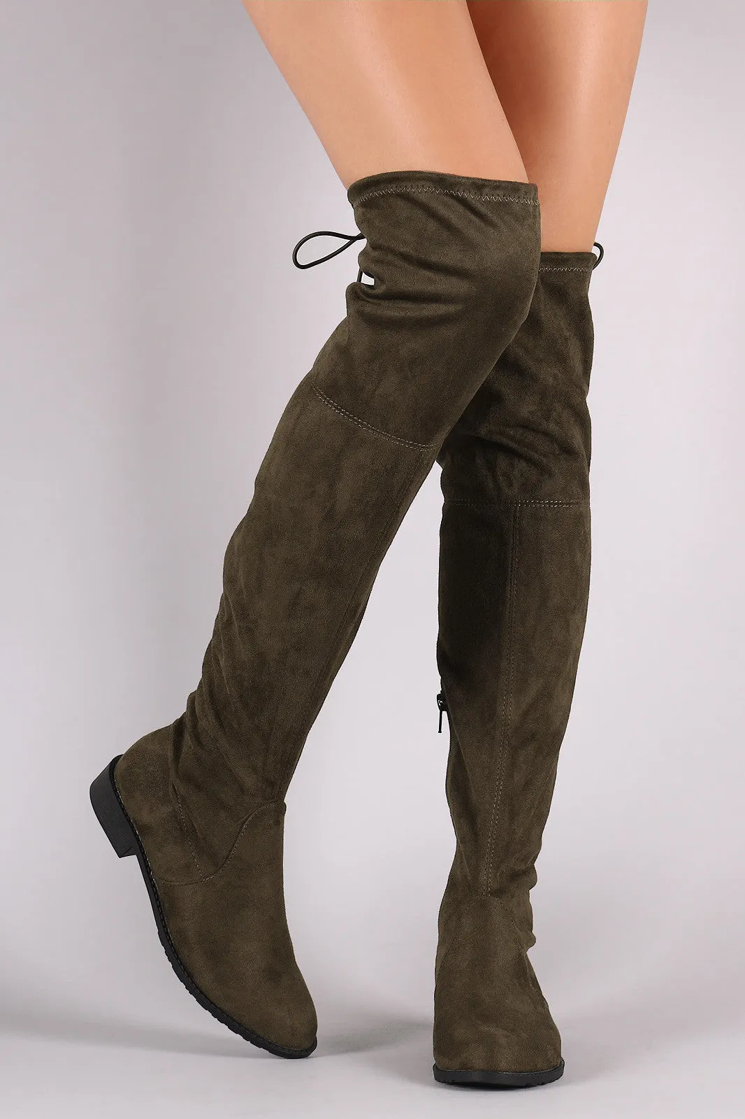 Suede Drawstring Over-The-Knee Riding Boots