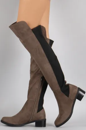 Suede Elasticized Panel Riding Over-The-Knee Boots