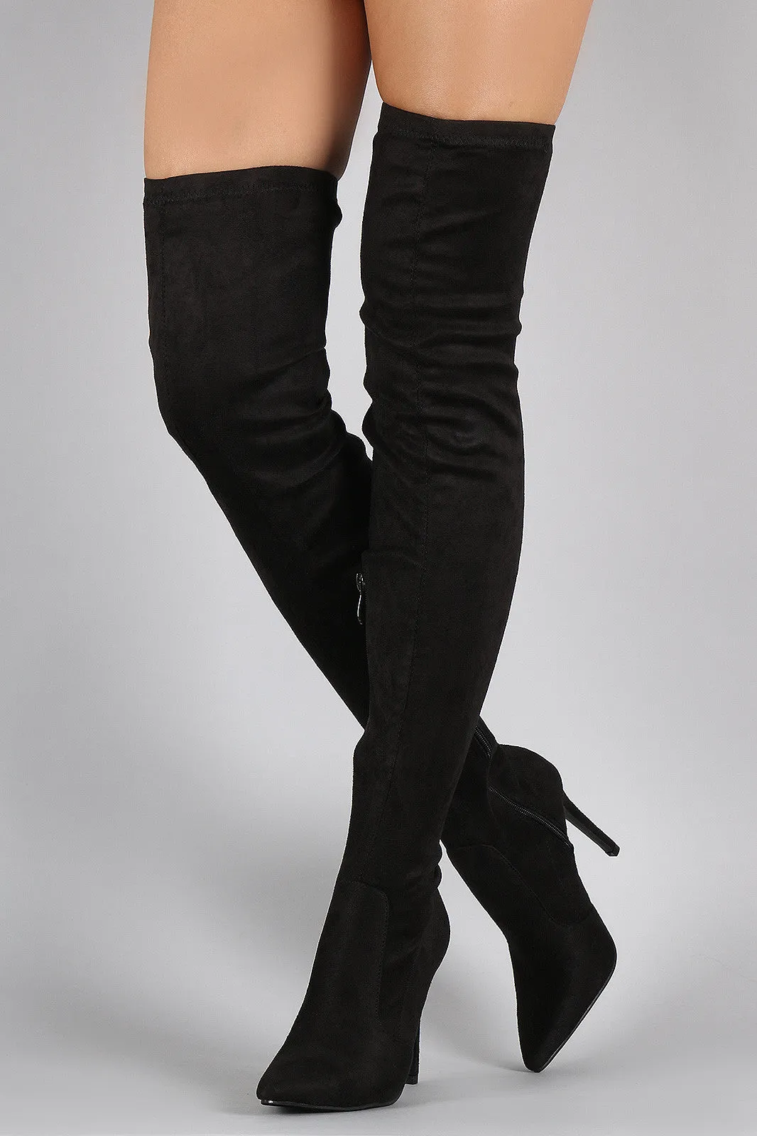 Suede Pointy Toe Stiletto Over-The-Knee Boots