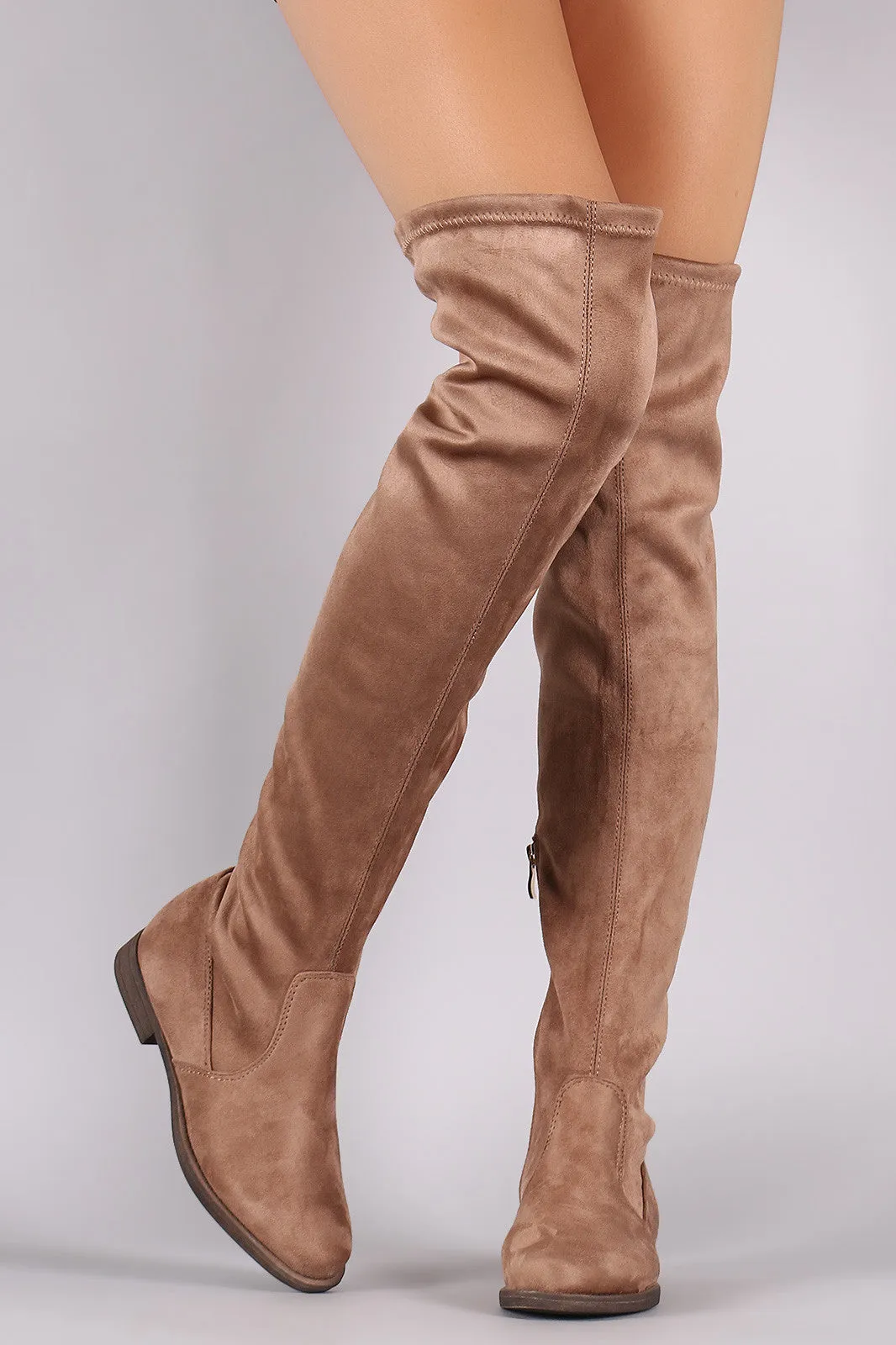 Suede Slit Riding Over-The-Knee Boots