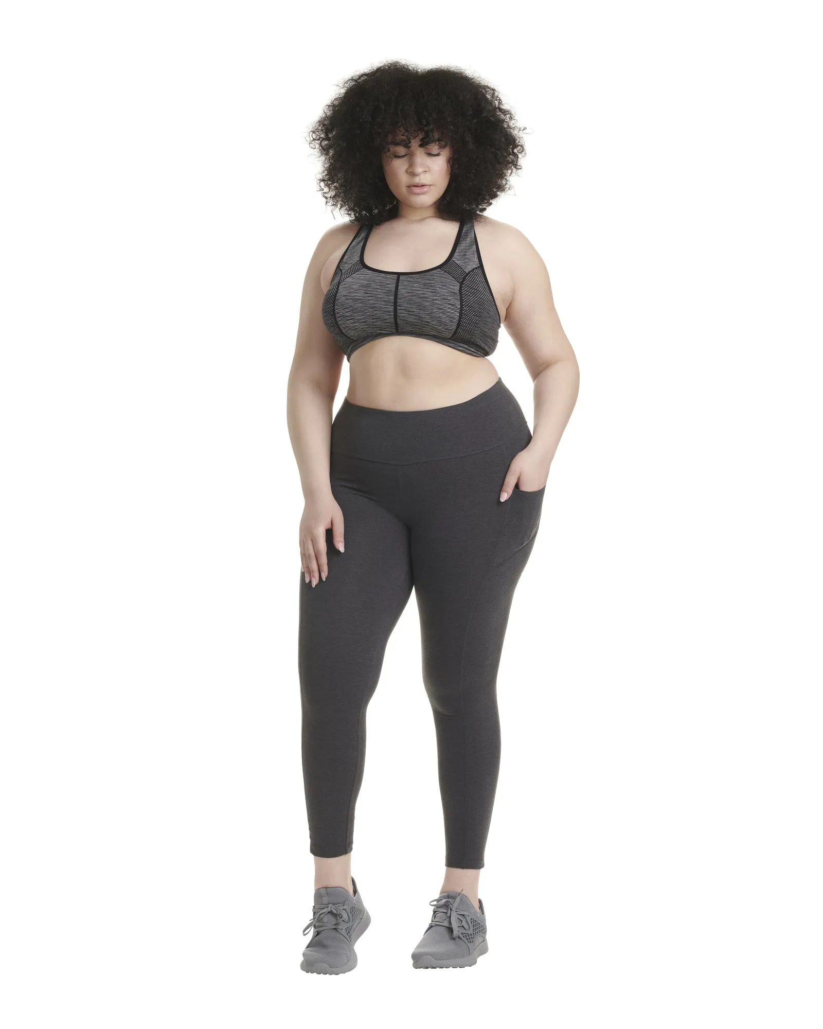 Tahlia Long Stride Cropped Legging | Charcoal Grey