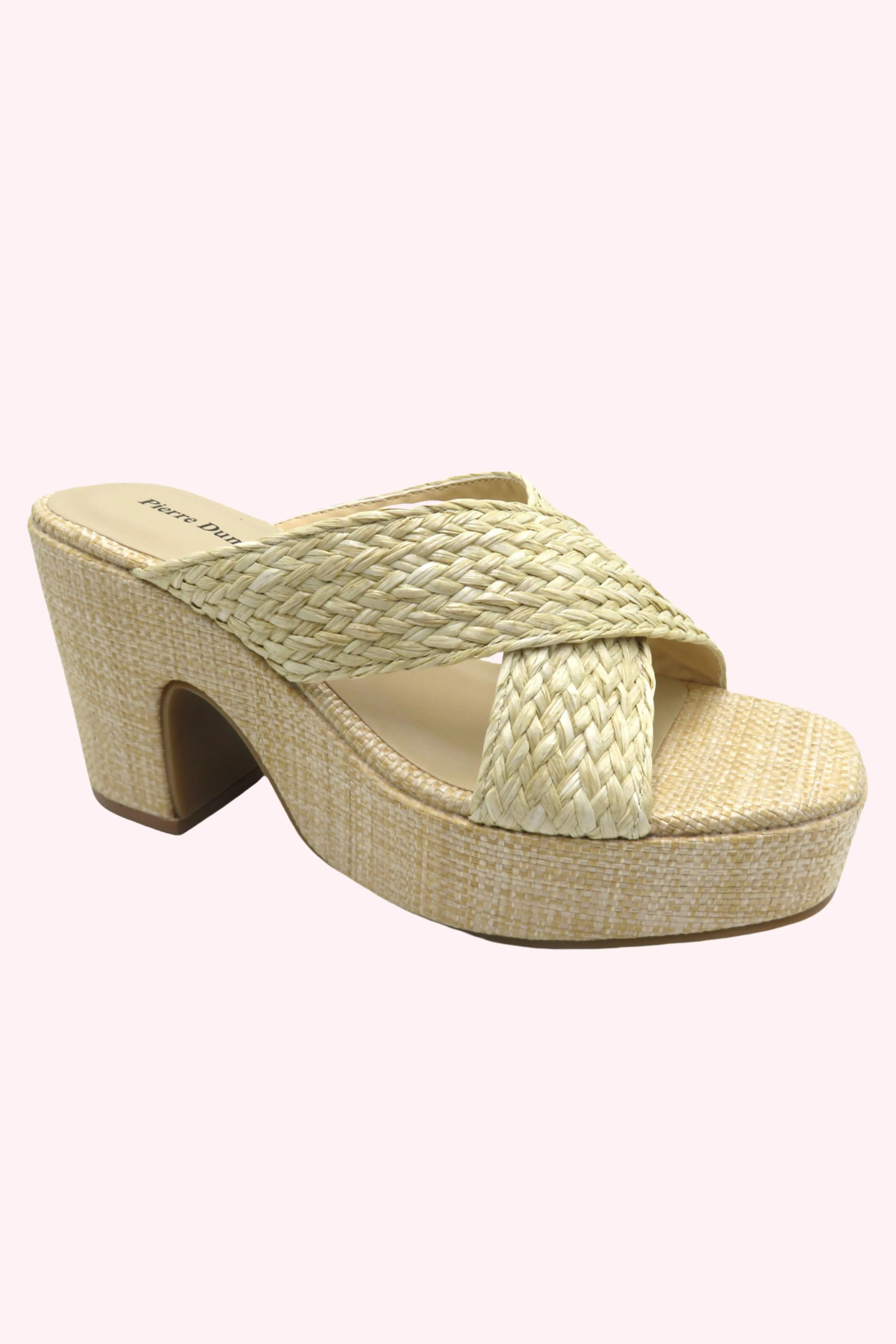 Tayla Criss Cross Raffia Heels - Natural