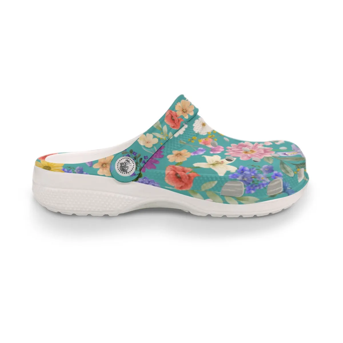 Teal Colourful Floral Rubber Shoes up to size 12