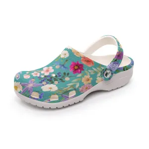 Teal Colourful Floral Rubber Shoes up to size 12