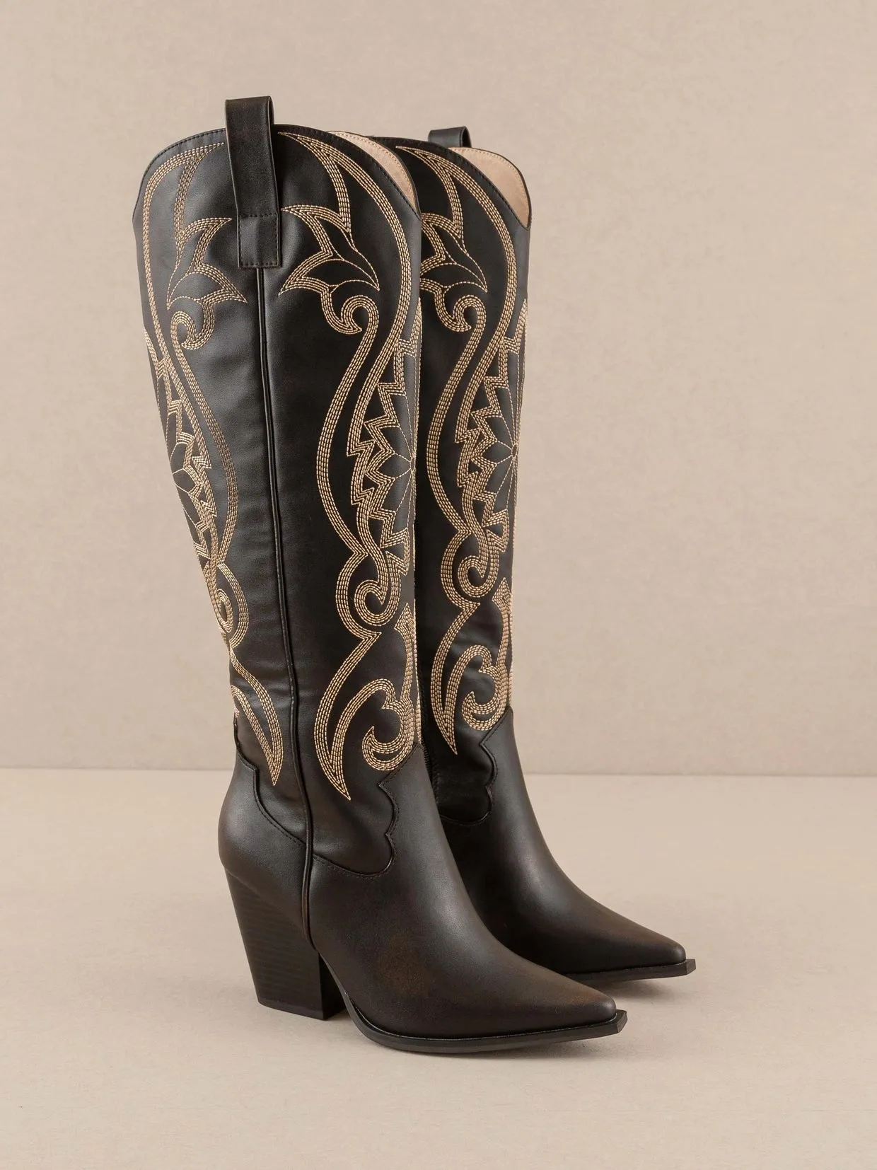 THE ASTRID KNEE HIGH COWBOY BOOTS | BROWN