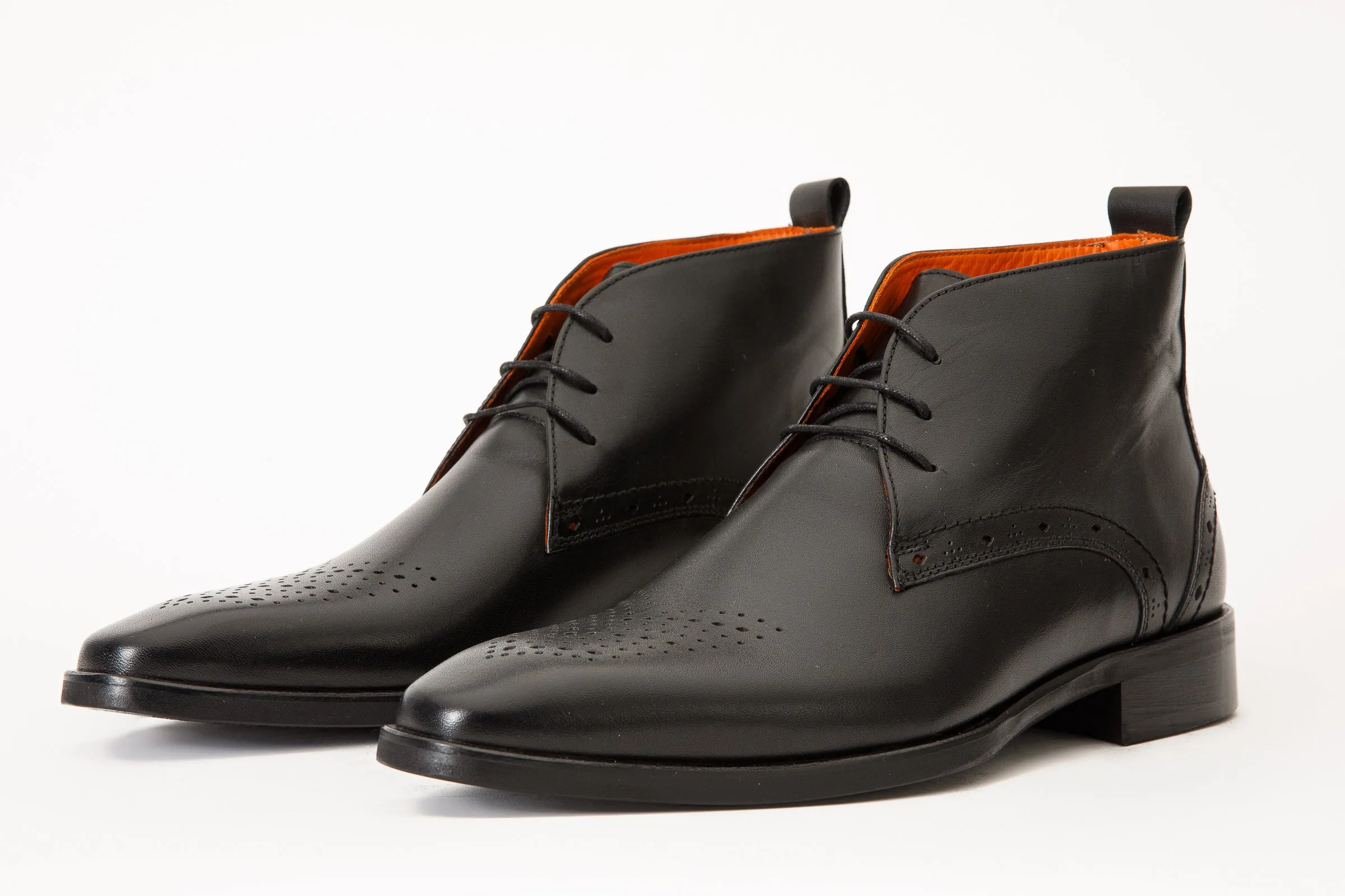 The Dessalines Black Leather Chukka Brogue Dress Men Boot