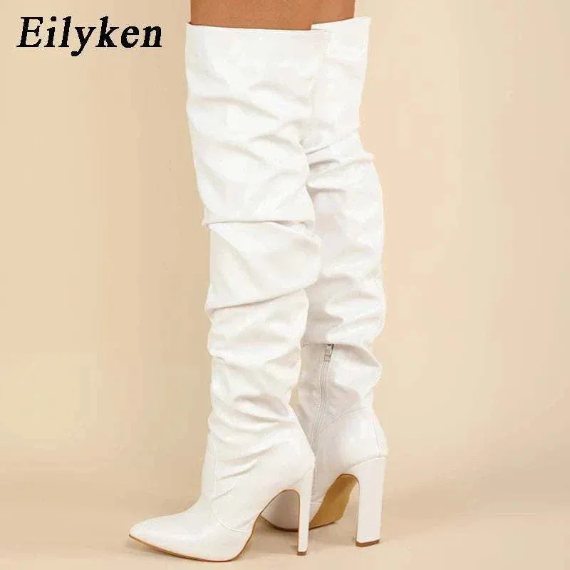 Thigh High Boots - Fashion Pointed Toe, Stiletto Winter boot - Heels