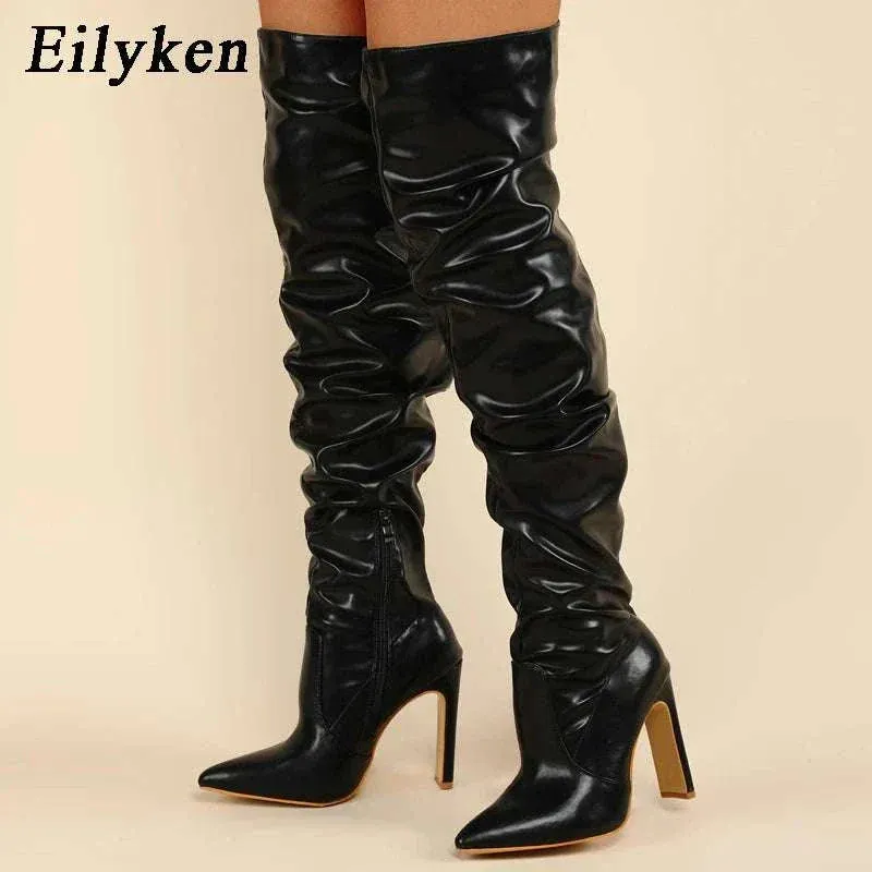 Thigh High Boots - Fashion Pointed Toe, Stiletto Winter boot - Heels