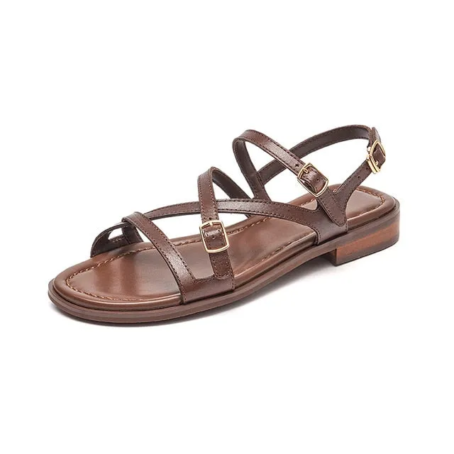 USS Shoes Shantal Women's Genuine Leather Cross Strap Sandals