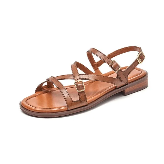 USS Shoes Shantal Women's Genuine Leather Cross Strap Sandals